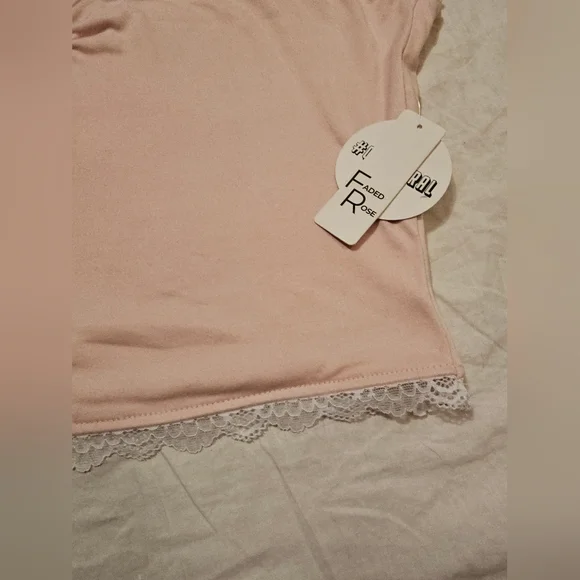 Faded Rose Pink Lace Trim Women's Cami Top XL - Picture 5 of 9